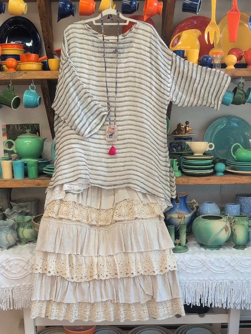 "NWOT"Paper Lace 100% Wide Weave Linen Tunic - Picture 8 of 8